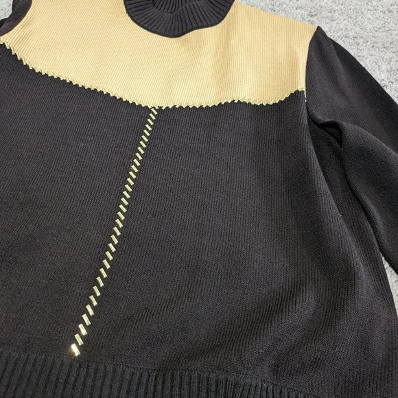 St John Brown and tan with gold sweater Santana knit size L - Picture 3 of 9